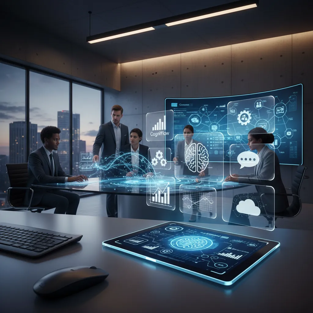 How LogixInventor Uses AI Automation to Improve Business Productivity Conceptual Visualization