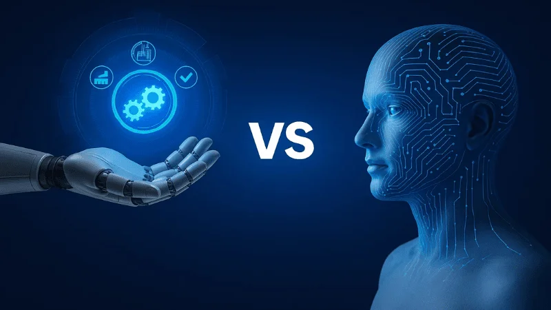 AI vs Automation: What’s the Real Difference for Companies Conceptual Visualization