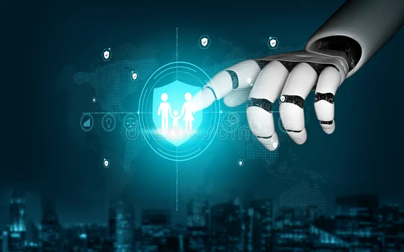 AI in Insurance Underwriting and Claims Conceptual Visualization